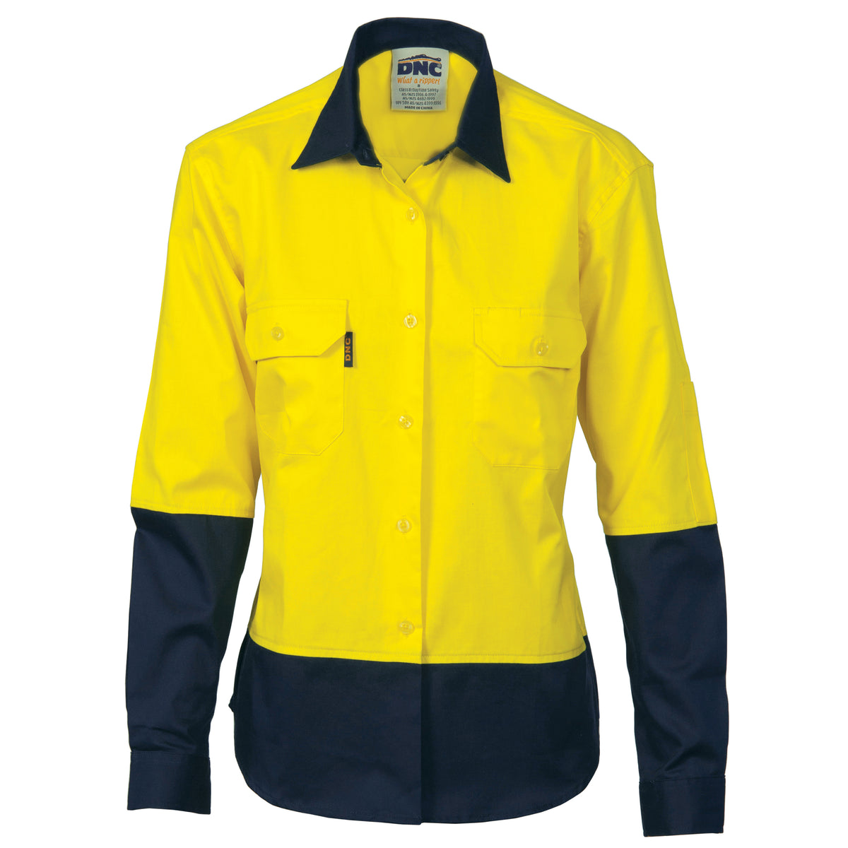 DNC Workwear Ladies HiVis Two Tone Cool-Breeze Cotton Shirt - Long Sleeve 3940