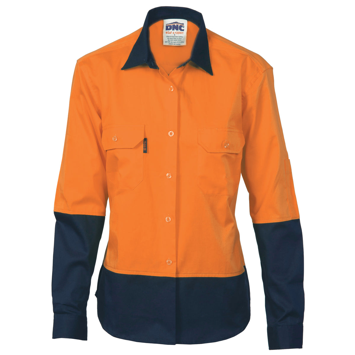 DNC Workwear Ladies HiVis Two Tone Cool-Breeze Cotton Shirt - Long Sleeve 3940