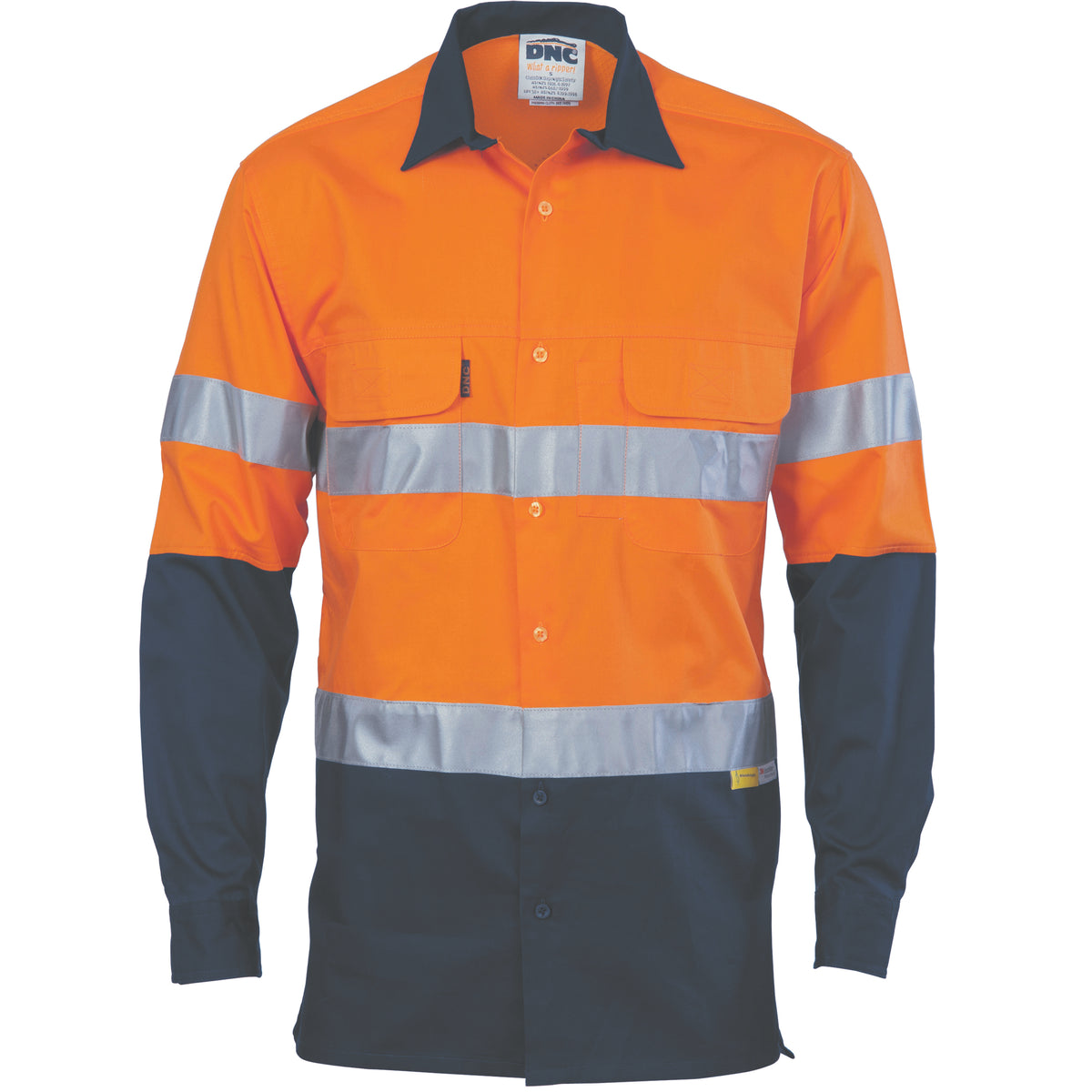 DNC Workwear HiVis 3 Way Cool-Breeze Cotton Shirt with CSR R/Tape - Long sleeve 3948