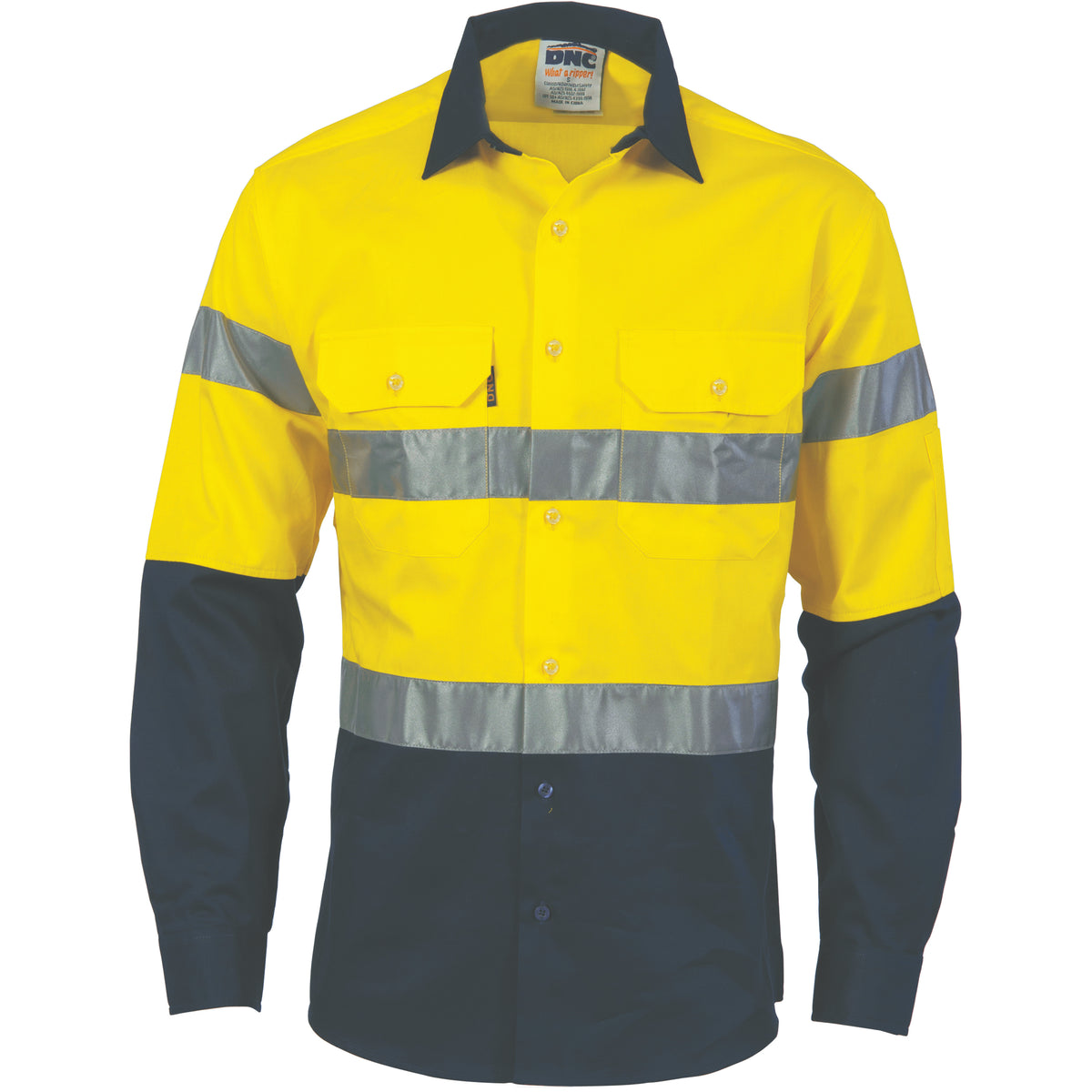 DNC Workwear HiVis Cool-Breeze Cotton Shirt with CSR R/Tape - Long Sleeve 3966