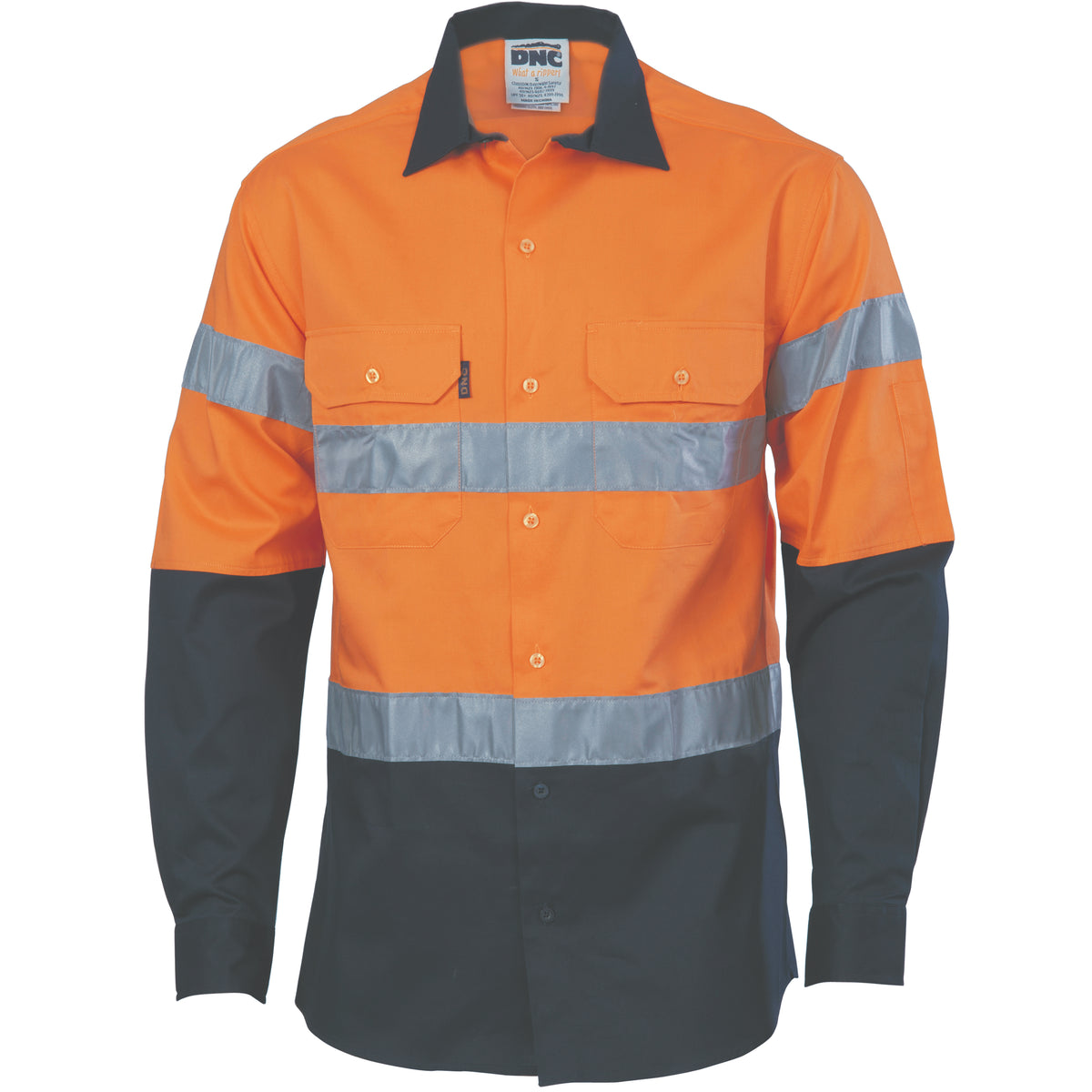 DNC Workwear HiVis Cool-Breeze Cotton Shirt with CSR R/Tape - Long Sleeve 3966