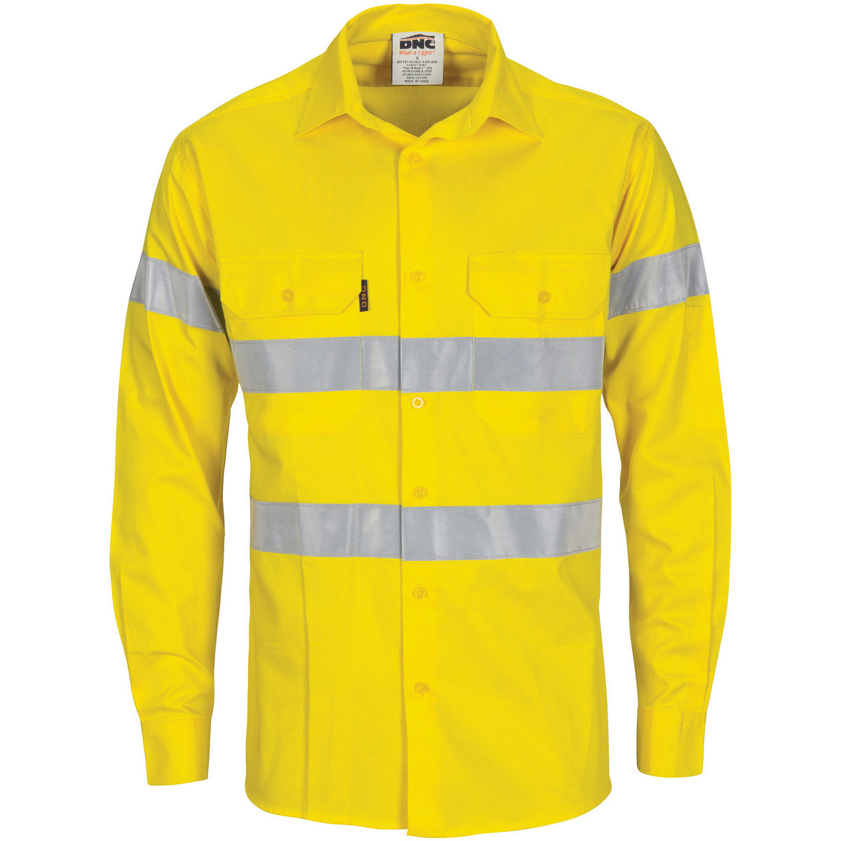 DNC Workwear HiVis Cool-Breeze Cotton Shirt with CSR R/Tape - Long Sleeve 3967