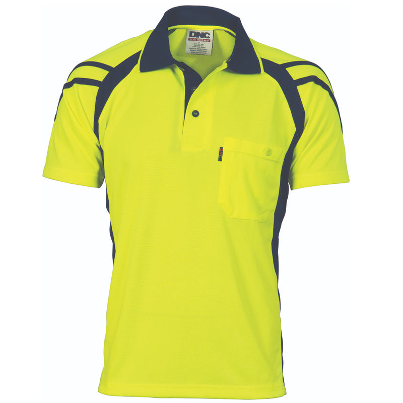 DNC Workwear Cool-Breathe Stripe Panel Polo Shirt - Short Sleeve 3979