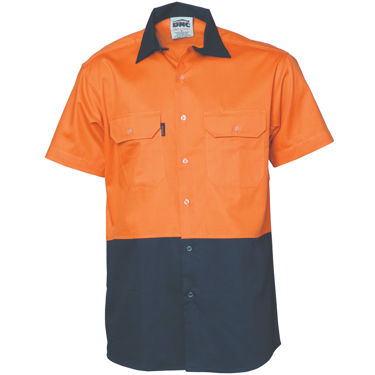 DNC Workwear HiVis Two Tone Cotton Drill Vented Shirt - Short Sleeve 3980