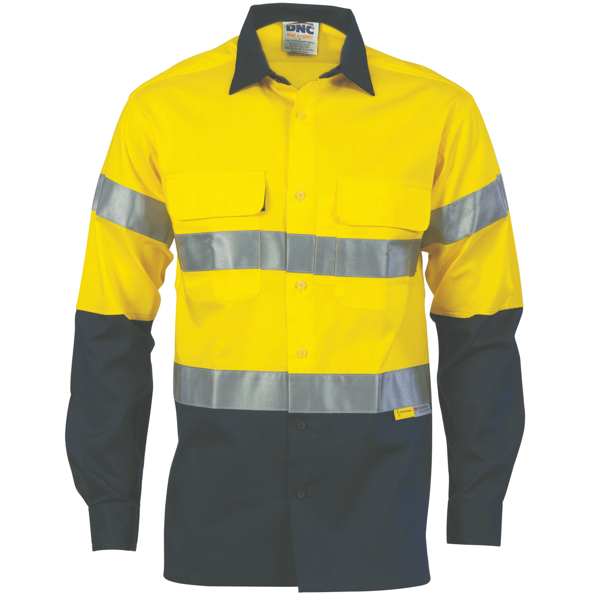 DNC Workwear HiVis Cool-Breeze Cotton Shirt with 3M 8906 R/Tape - Long Sleeve 3988