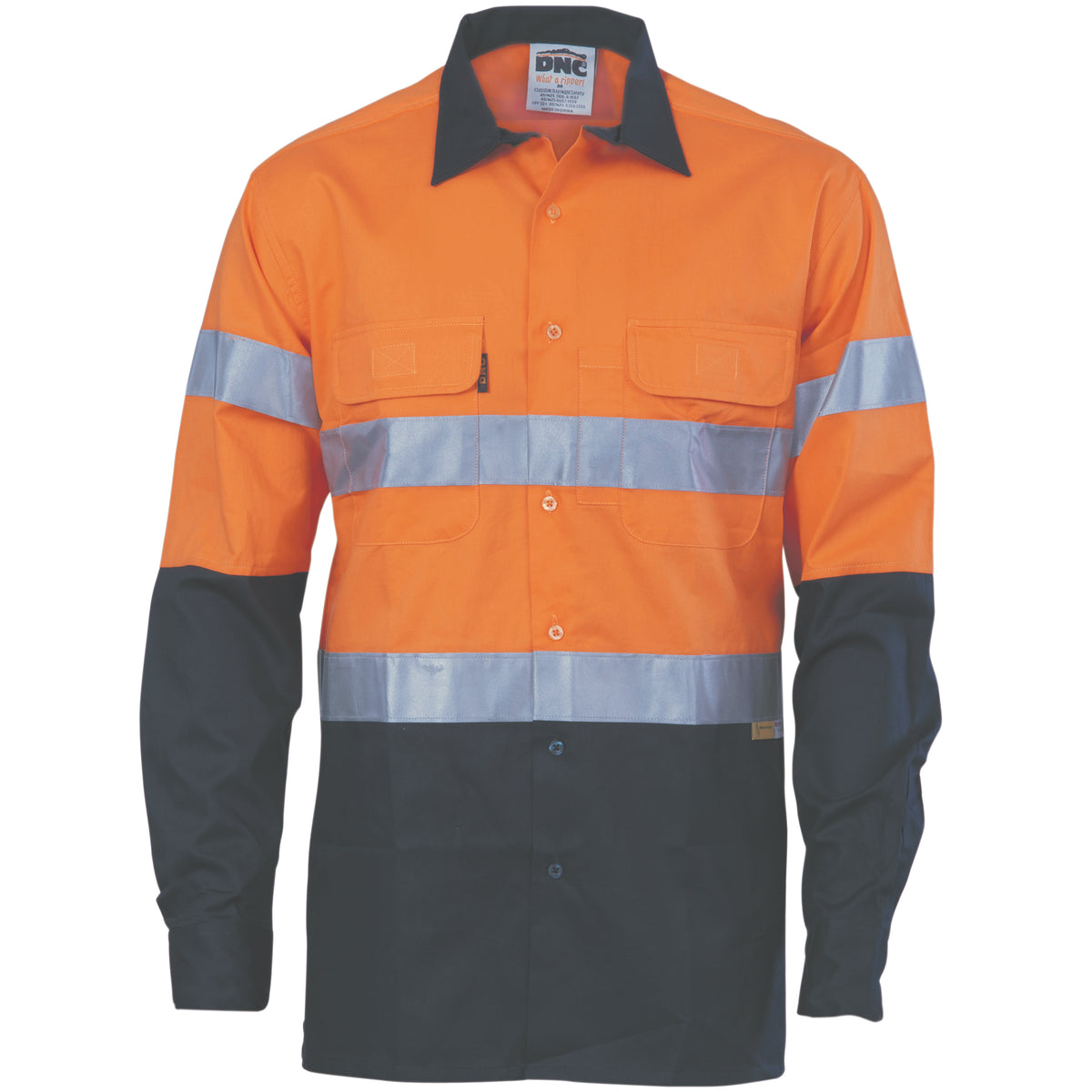DNC Workwear HiVis Cool-Breeze Cotton Shirt with 3M 8906 R/Tape - Long Sleeve 3988