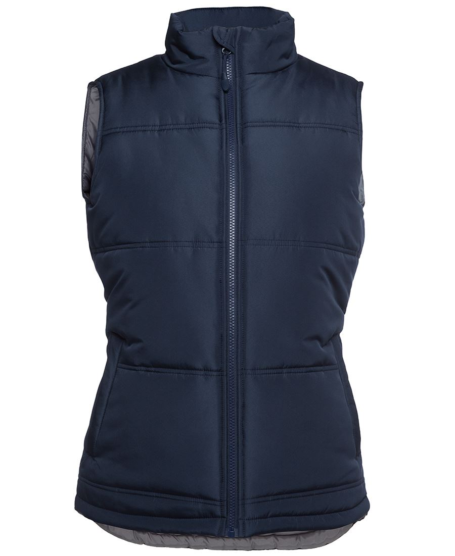 JB's Ladies Adventure Puffer Vest - Navy/Grey - Front