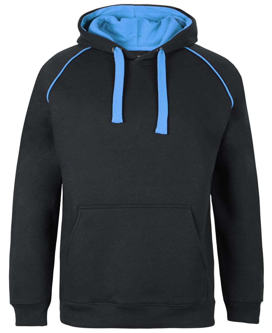 JB's Kids & Adults Contrast Fleecy Hoodie - Black/Aqua - Front