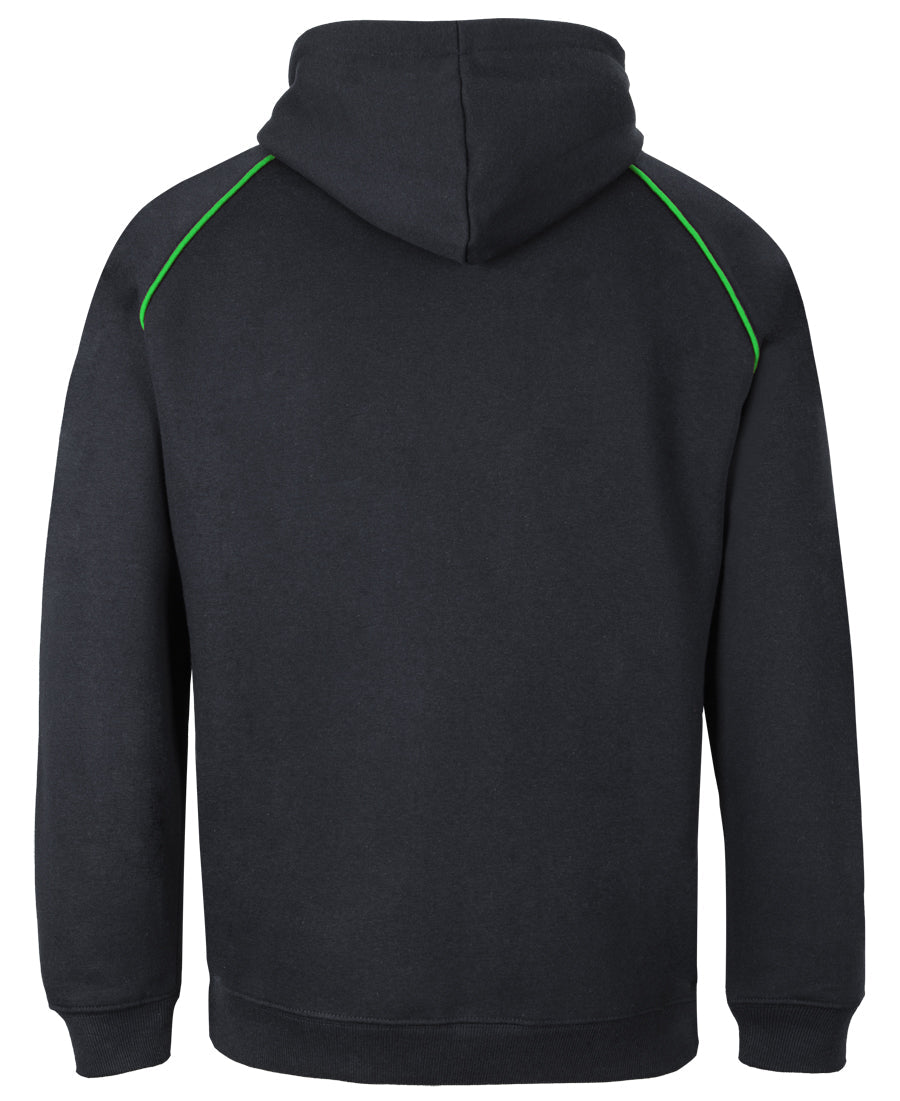 JB's Kids & Adults Contrast Fleecy Hoodie - Black/Pea Green - Back