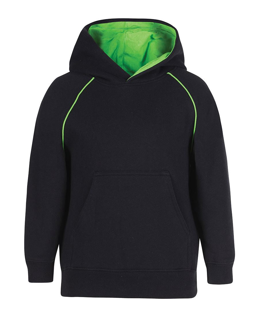 JB's Kids & Adults Contrast Fleecy Hoodie - Black/Pea Green - Front