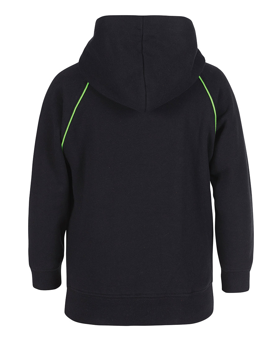 JB's Kids & Adults Contrast Fleecy Hoodie - Black/Pea Green - Back