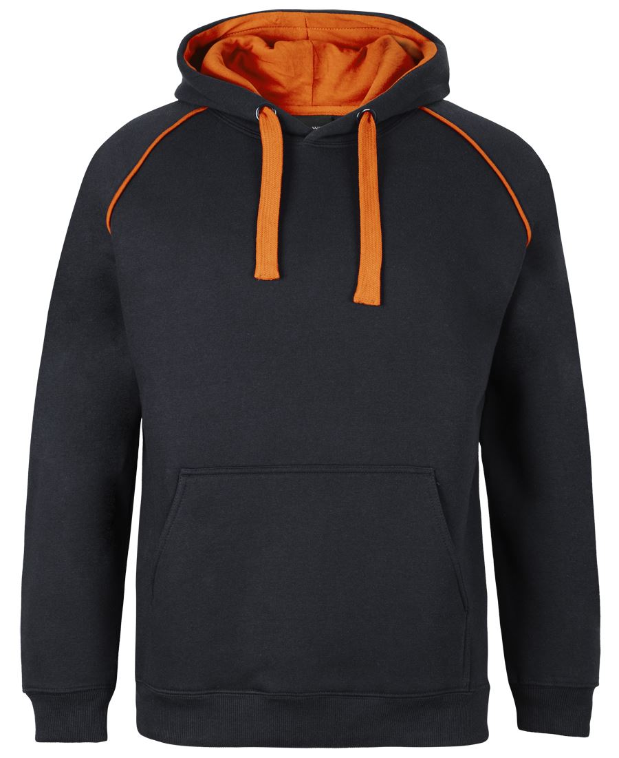 JB's Kids & Adults Contrast Fleecy Hoodie - Black/Orange - Front