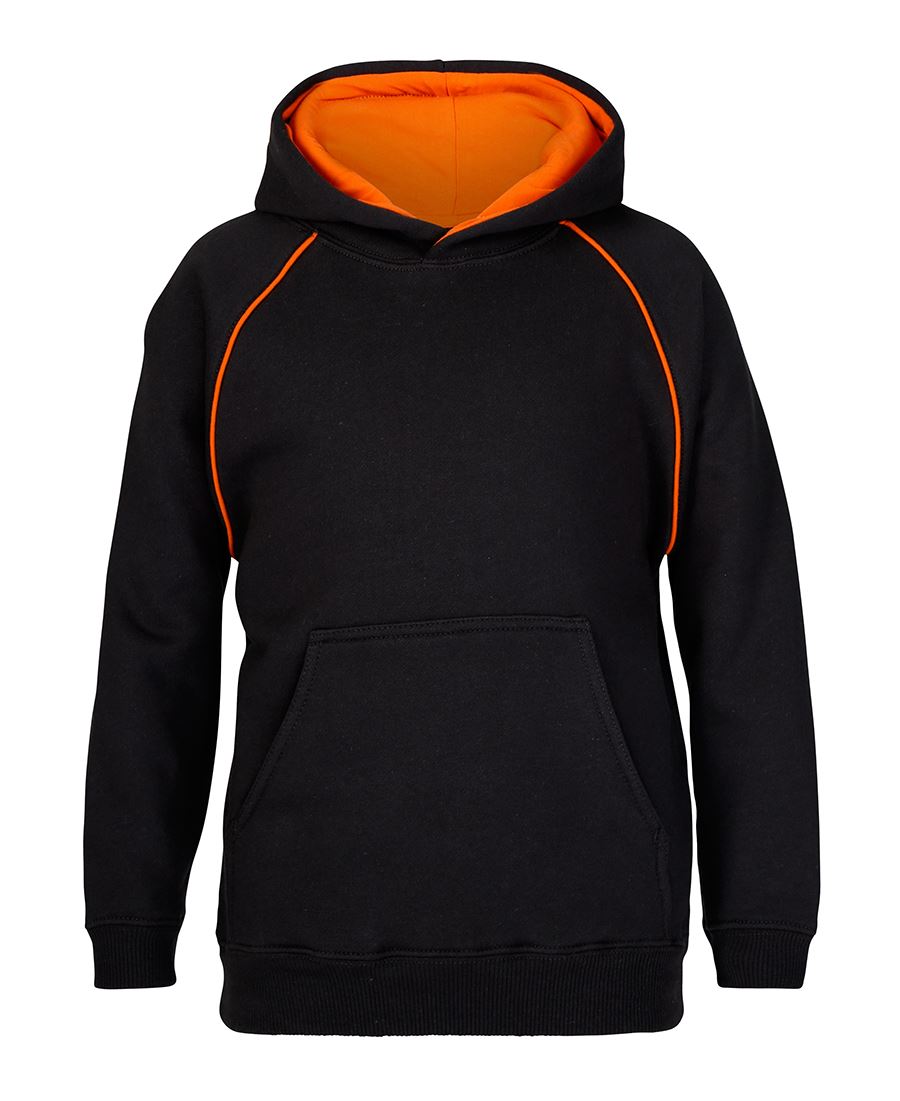 JB's Kids & Adults Contrast Fleecy Hoodie - Black/Orange - Front