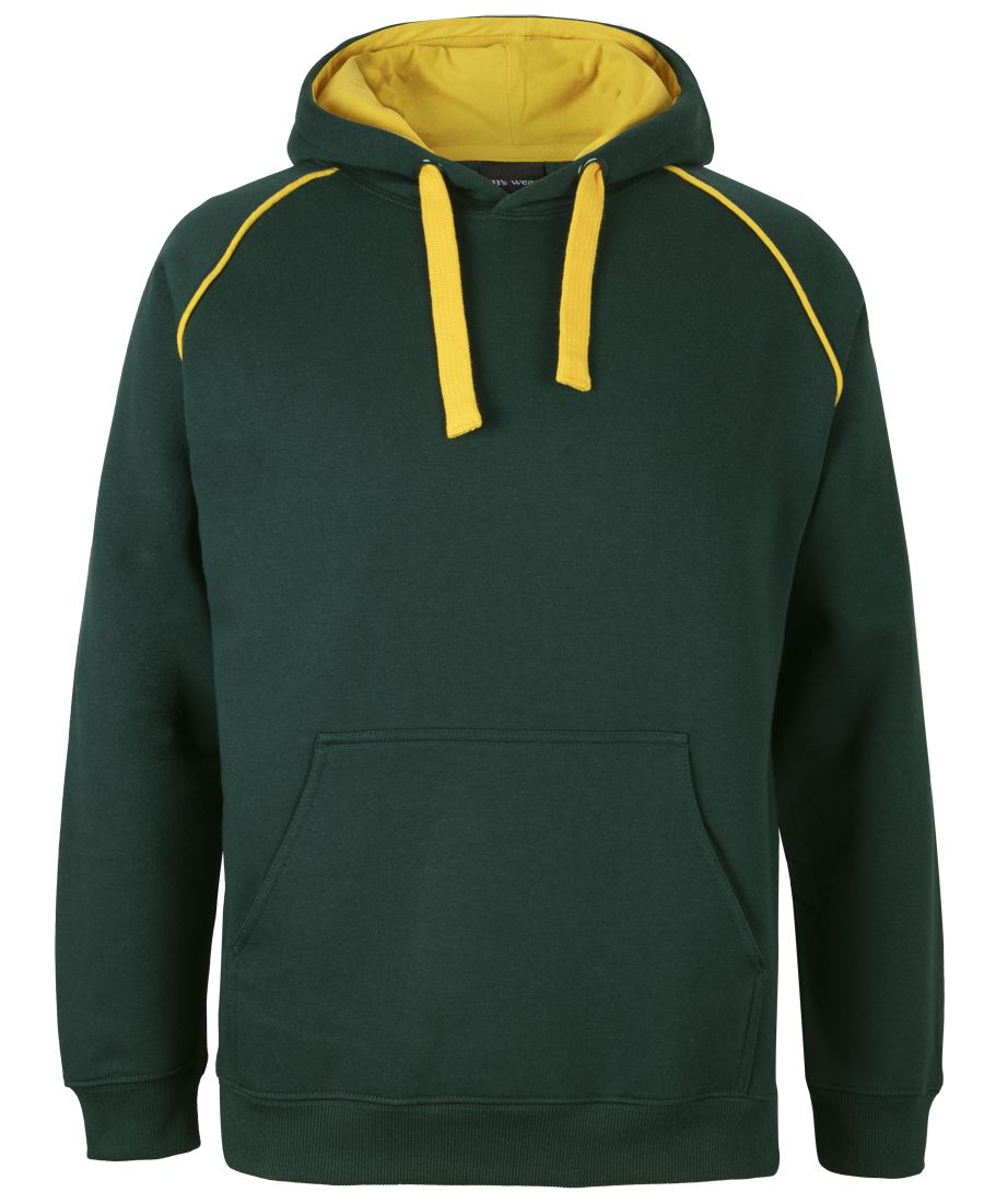JB's Kids & Adults Contrast Fleecy Hoodie - Bottle/Gold - Front