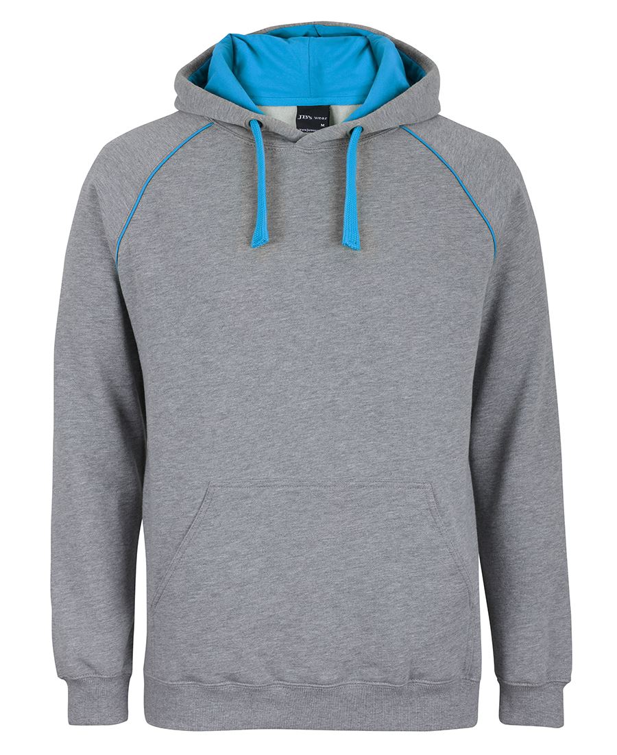 JB's Kids & Adults Contrast Fleecy Hoodie - 13% Marle/Aqua - Front
