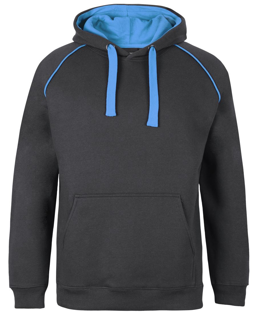 JB's Kids & Adults Contrast Fleecy Hoodie - Gunmetal/Aqua - Front