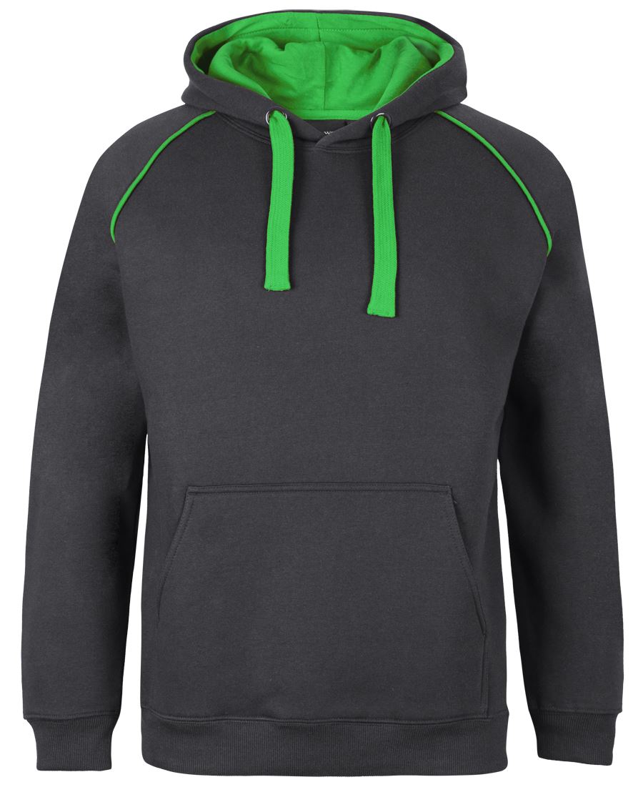JB's Kids & Adults Contrast Fleecy Hoodie - Gunmetal/Pea Green - Front