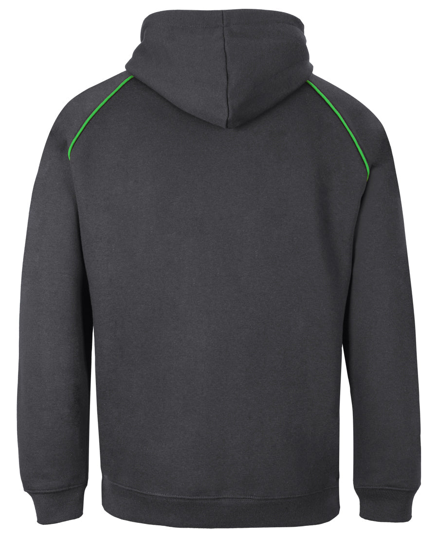 JB's Kids & Adults Contrast Fleecy Hoodie - Gunmetal/Pea Green - Back