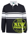 C of C 3 Stripe Yarn Dyed Rugby - Black/White - Front