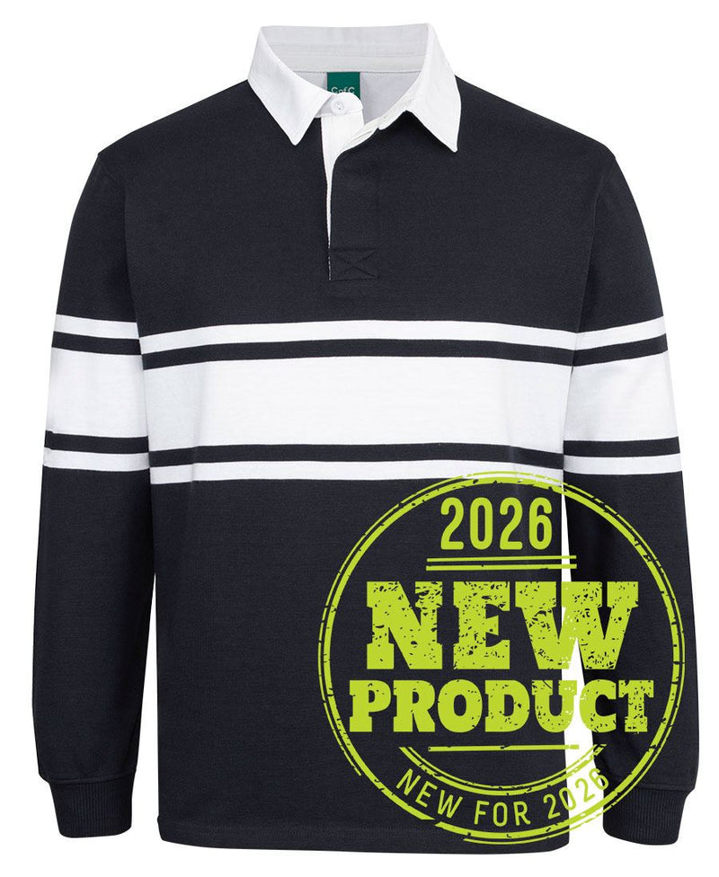 C of C 3 Stripe Yarn Dyed Rugby - Black/White - Front