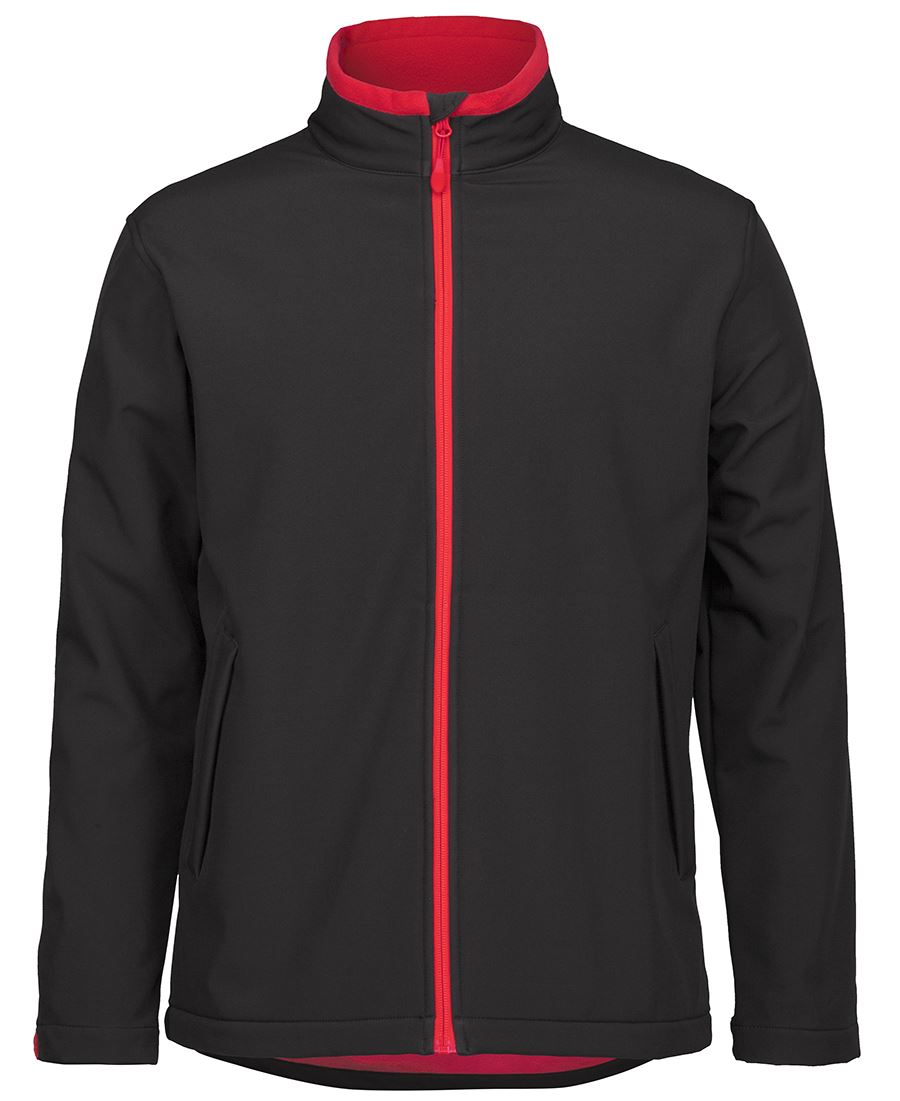Podium Adults & Kids Three Layer Softshell Jacket - Black/Red - Front