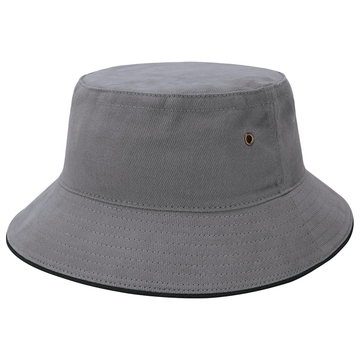 Sandwich Brim Bucket Hat - Grey / Black - Front