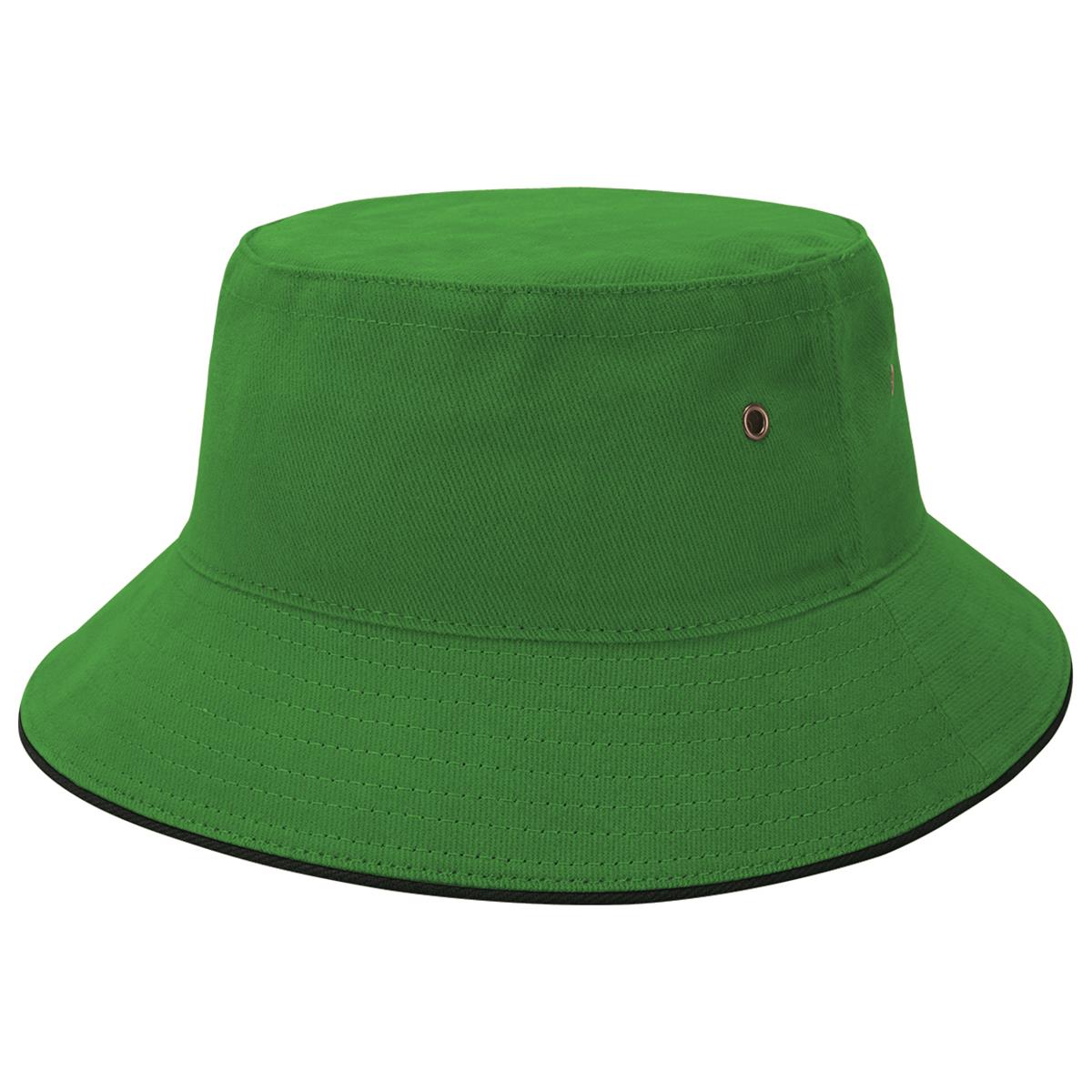 Sandwich Brim Bucket Hat - Lime / Black - Front