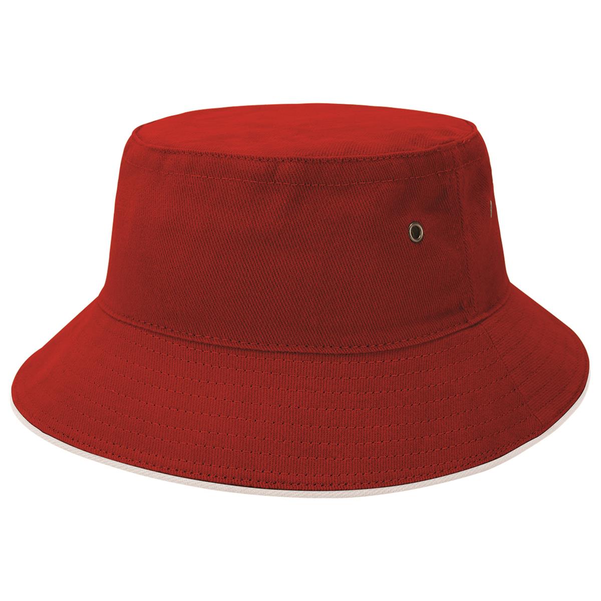 Sandwich Brim Bucket Hat - Red / White - Front