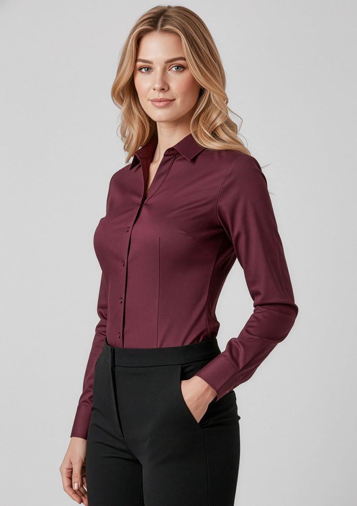 Hudson Womens Long Sleeve Shirt - Wine - Model