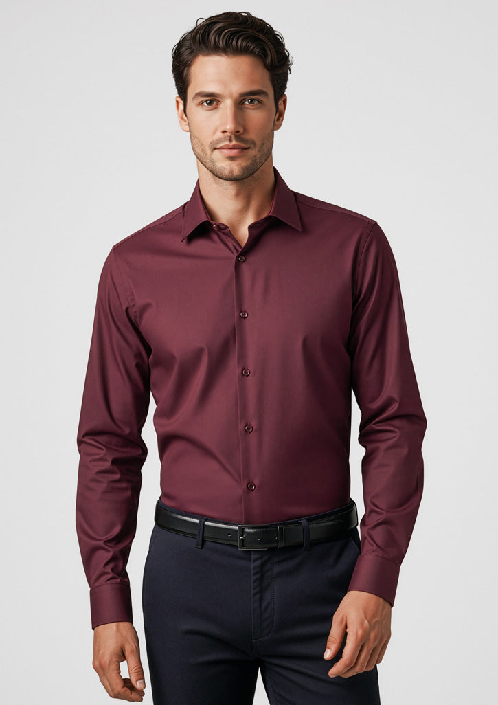 Hudson Mens Long Sleeve Shirt - Wine - Model