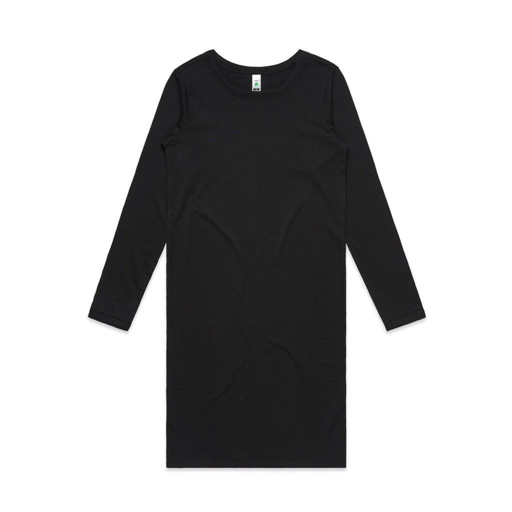 Wo's Mika Organic L/S Dress 4033 - Black - Front