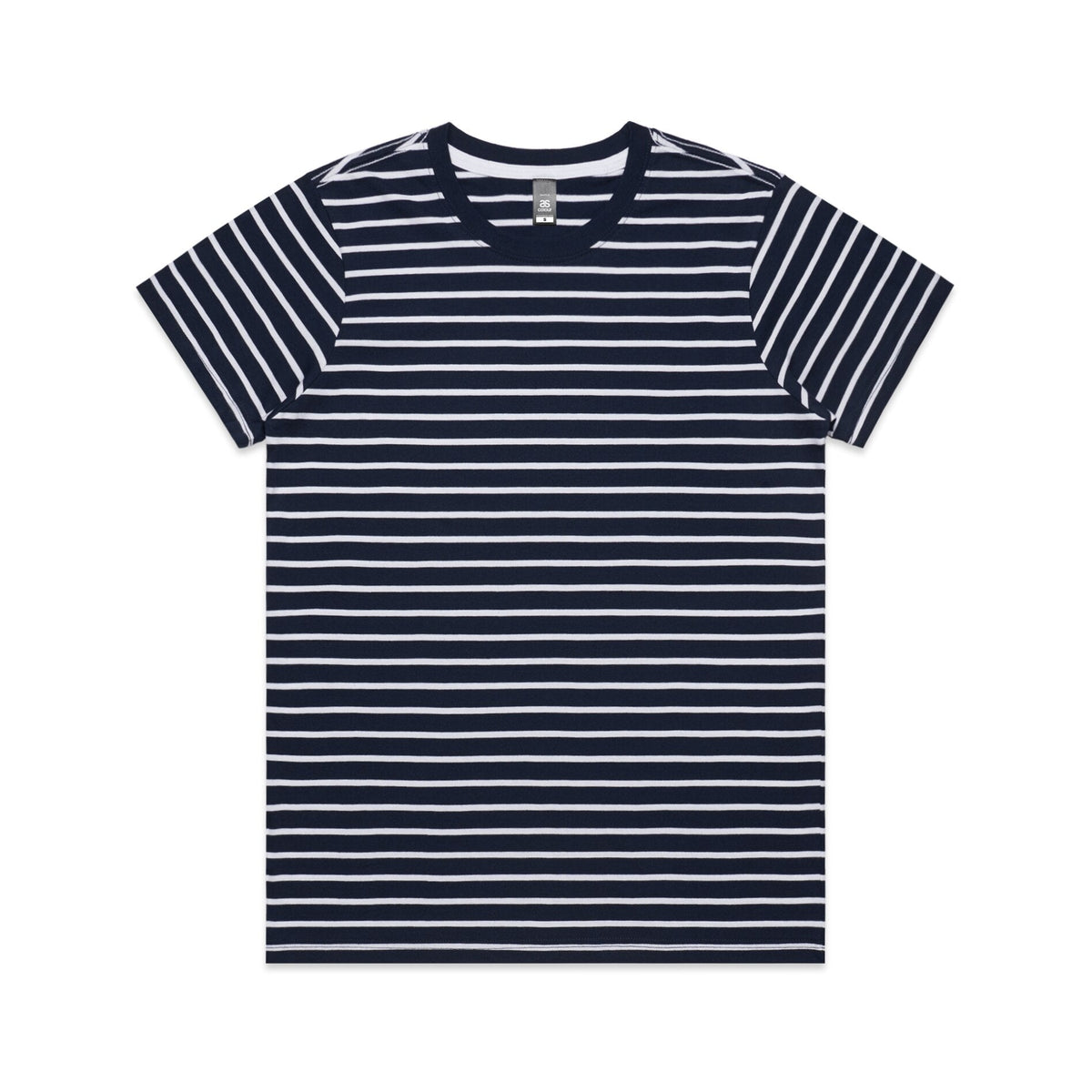 Wo's Maple Stripe Tee 4037 - Navy/White - Front