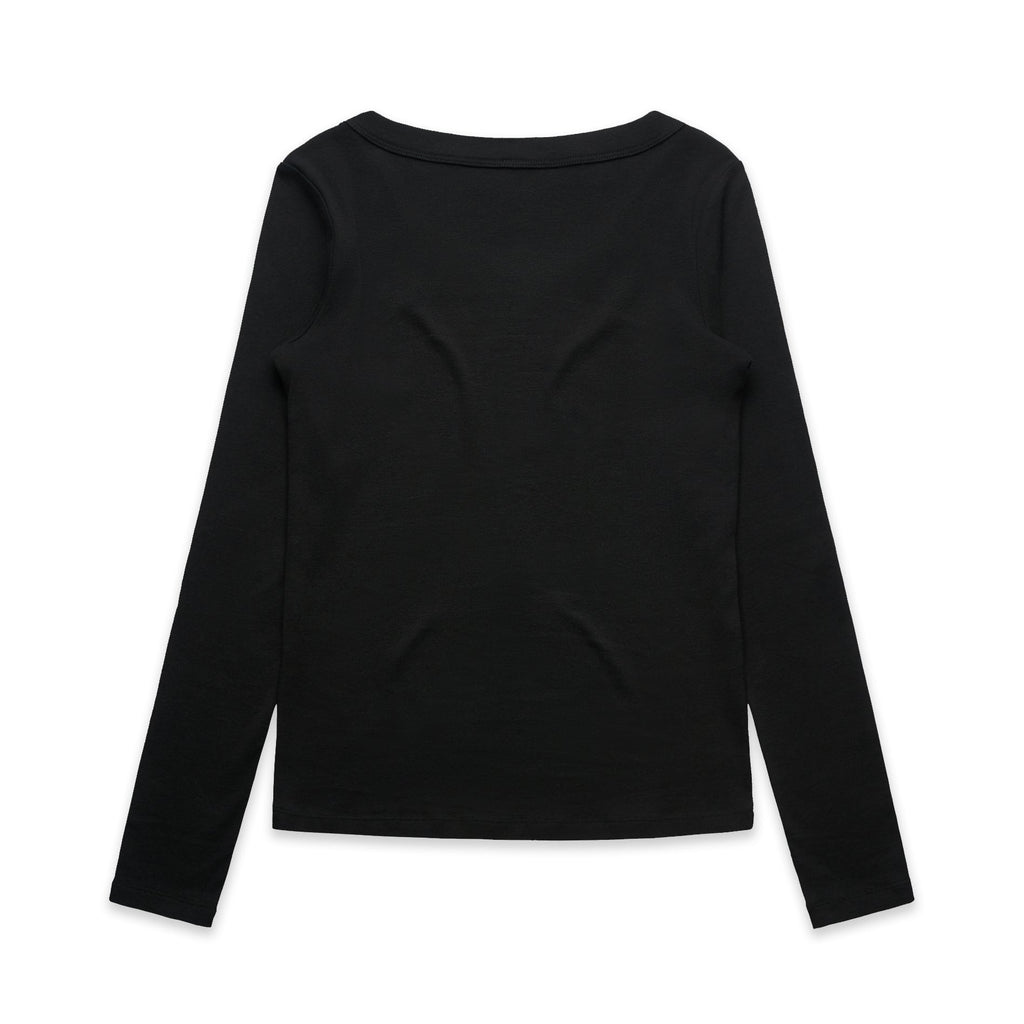 Wo's Organic Baby Rib L/S Tee 4075 - Black - Back