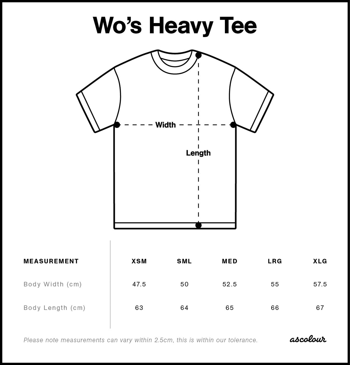 Wo's Heavy Tee 4080 - Size guide