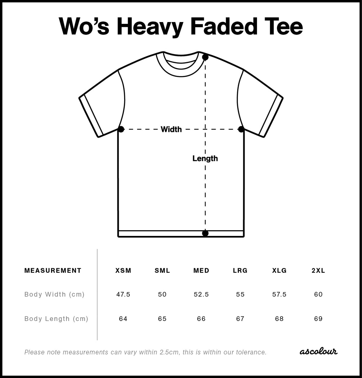 Wo's Heavy Faded Tee 4082 - Size guide