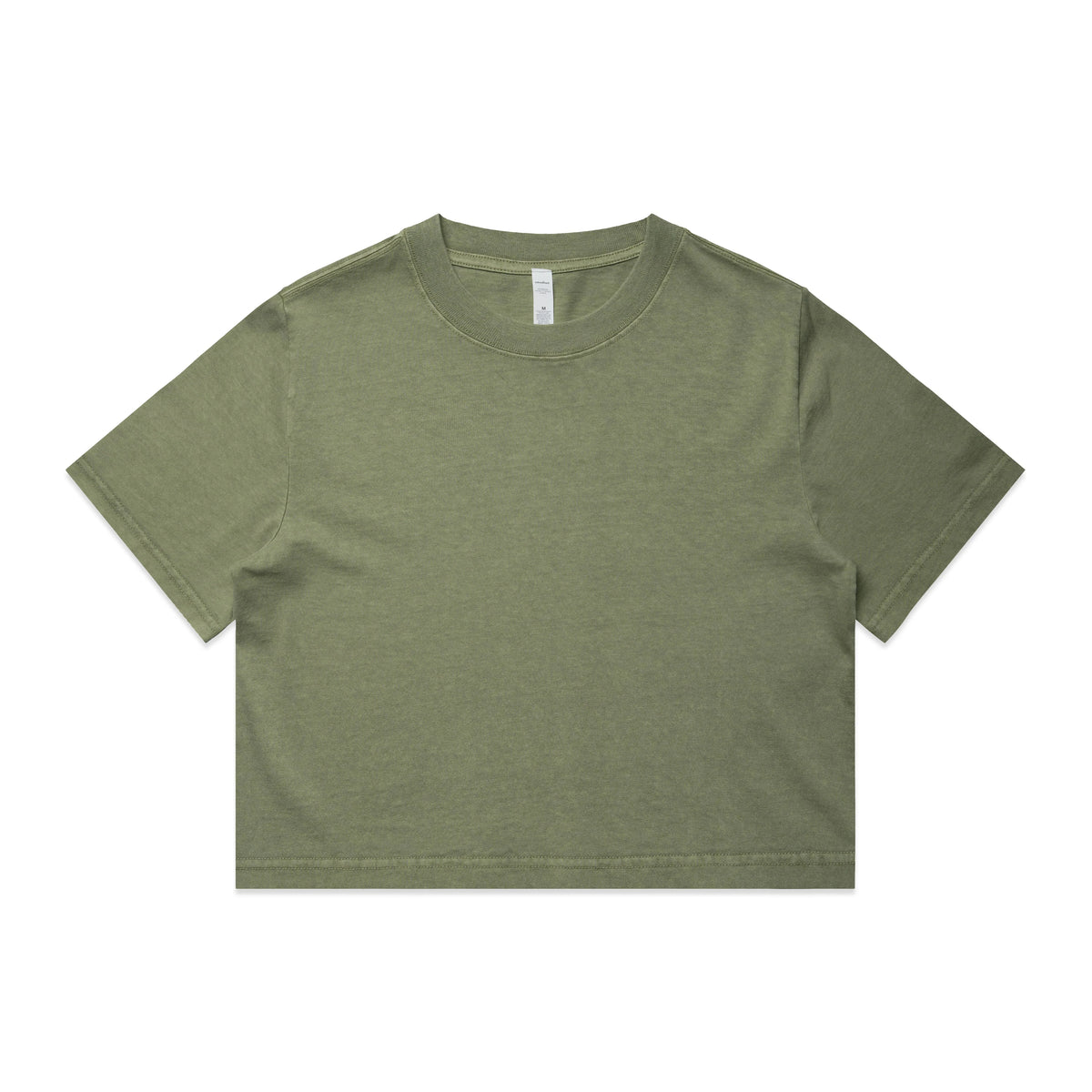 Wo's Heavy Faded Crop Tee 4089 - Faded Olive - Front