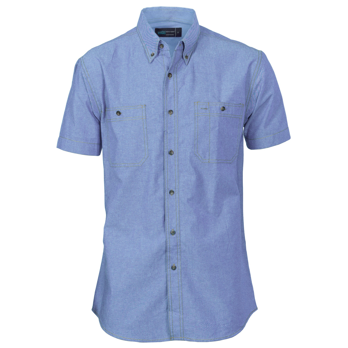DNC Workwear Cotton Chambray Shirt Twin Pocket - Short Sleeve 4101