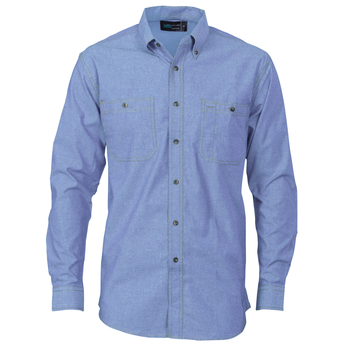 DNC Workwear Cotton Chambray Shirt , Twin Pocket - Long Sleeve 4102