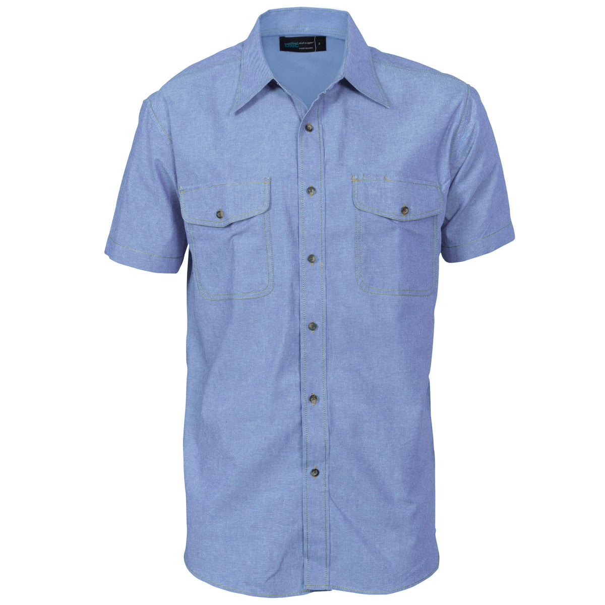 DNC Workwear Mens Twin Flap Pocket Cotton Chambray - Short Sleeve 4103