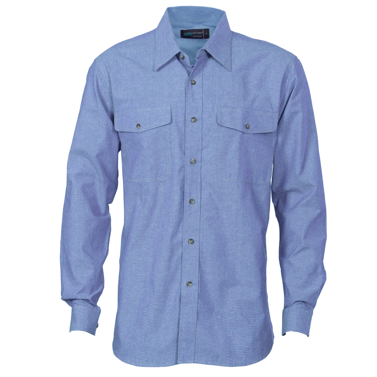 DNC Workwear Mens Twin Flap Pocket Cotton Chambray - Long Sleeve 4104