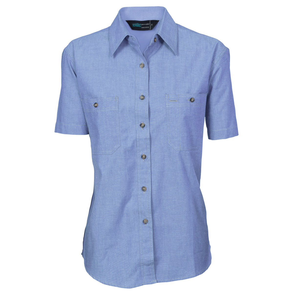 DNC Workwear Ladies Cotton Chambray Shirt - Short Sleeve 4105