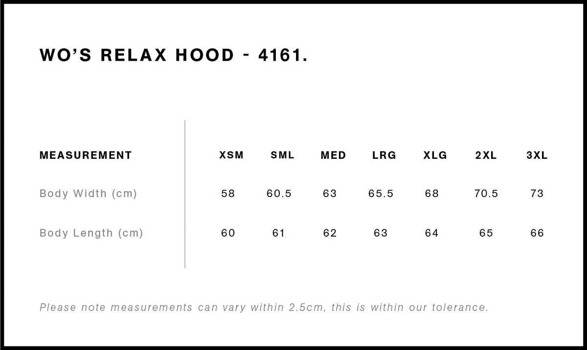 Wo's Relax Active Hood 4159 - Size guide