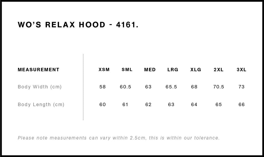 Wo's Relax Hood 4161 - Size guide