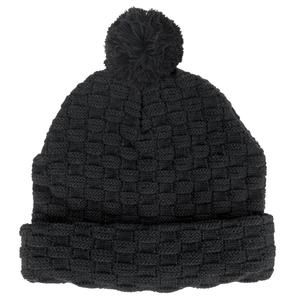 Pom Pom Beanie - Black / Black / Black - Front