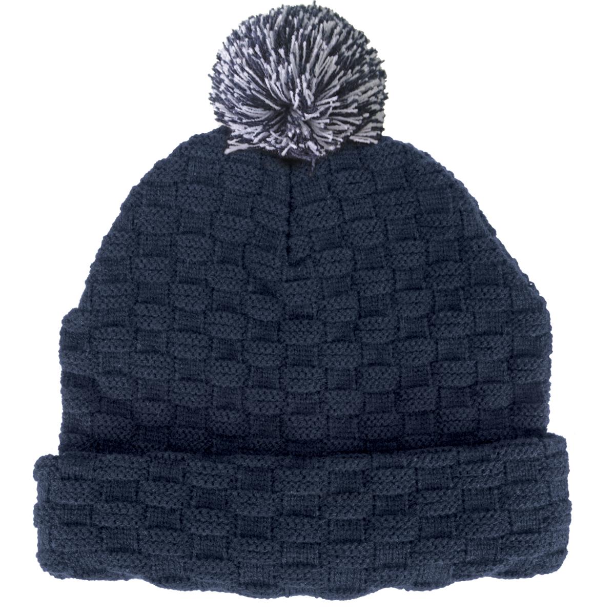 Pom Pom Beanie - Navy / Navy / White - Front