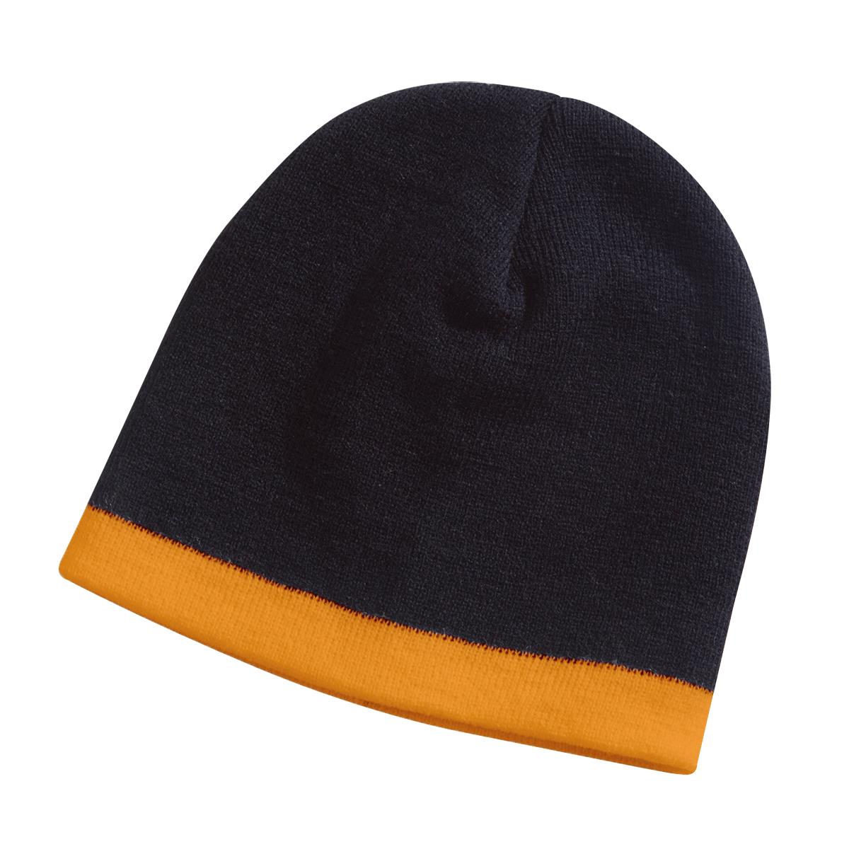 Skull Beanie - Black / Orange - Front