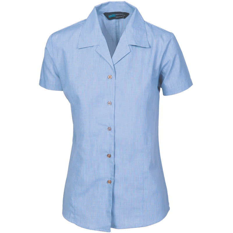 DNC Workwear Ladies Revere Collar Mini (Check) Houndstooth B.Shirt - Short Sleeve 4255