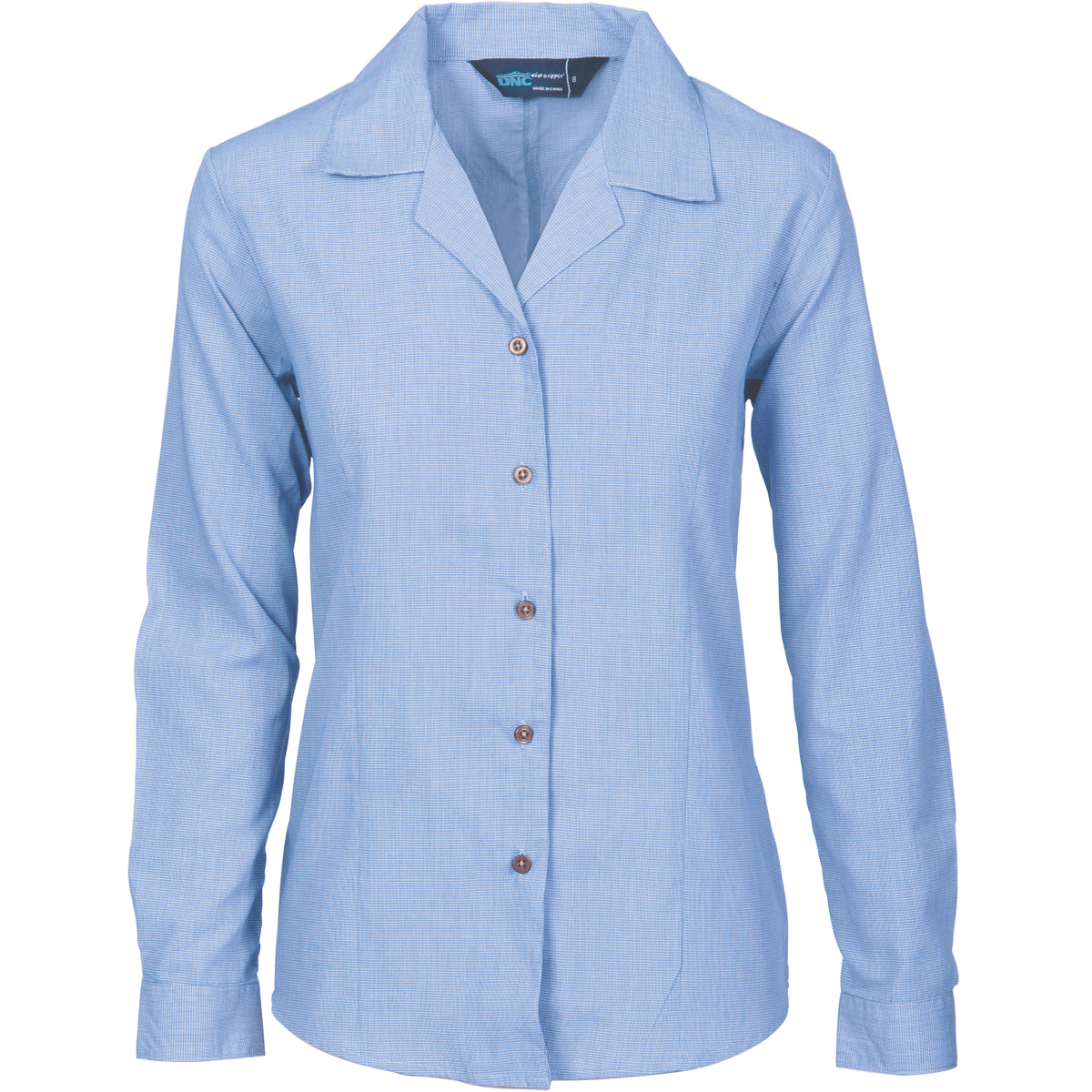 DNC Workwear Ladies Revere Collar Mini (Check) Houndstooth B.Shirt - long sleeve 4256