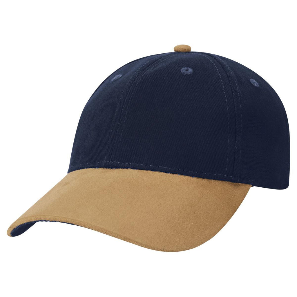 Sueded Peak Cap - Navy / Tan - Front
