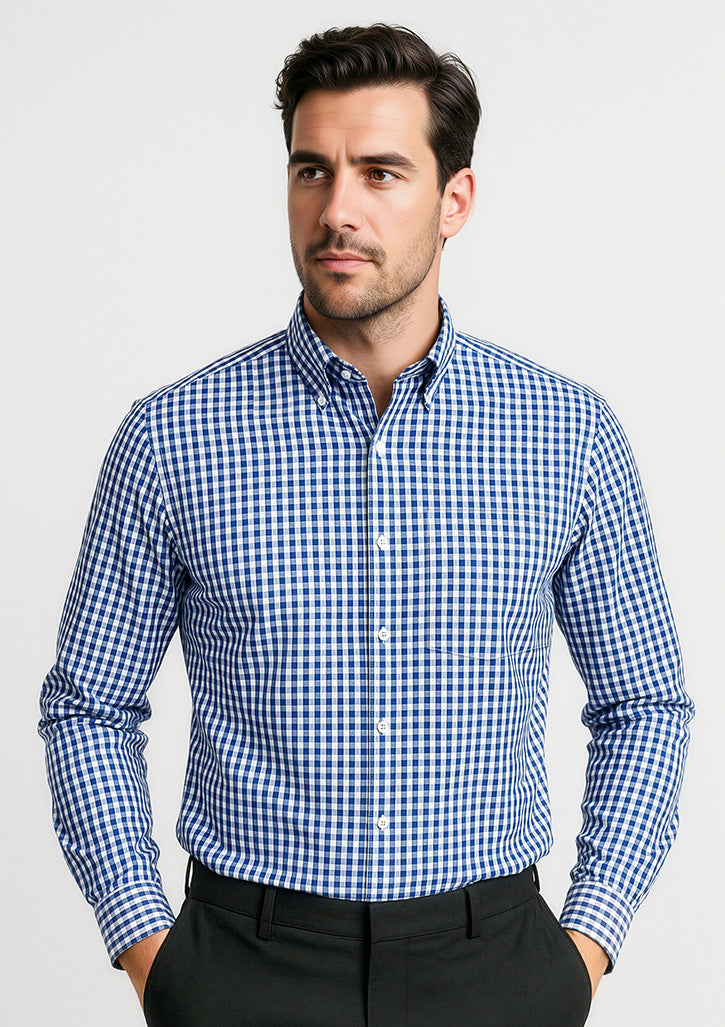Springfield Mens Long Sleeve Shirt - French Navy - Model